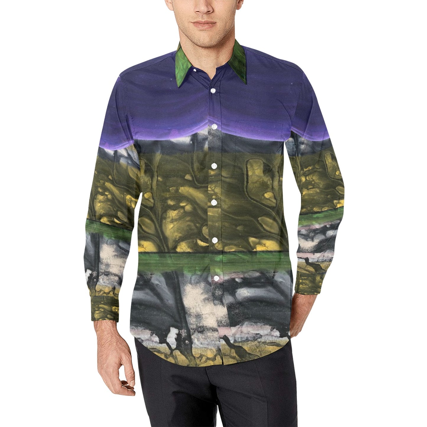 Paisaje Submarino II - Men's All Over Print Long Sleeve Shirt(Model T61)