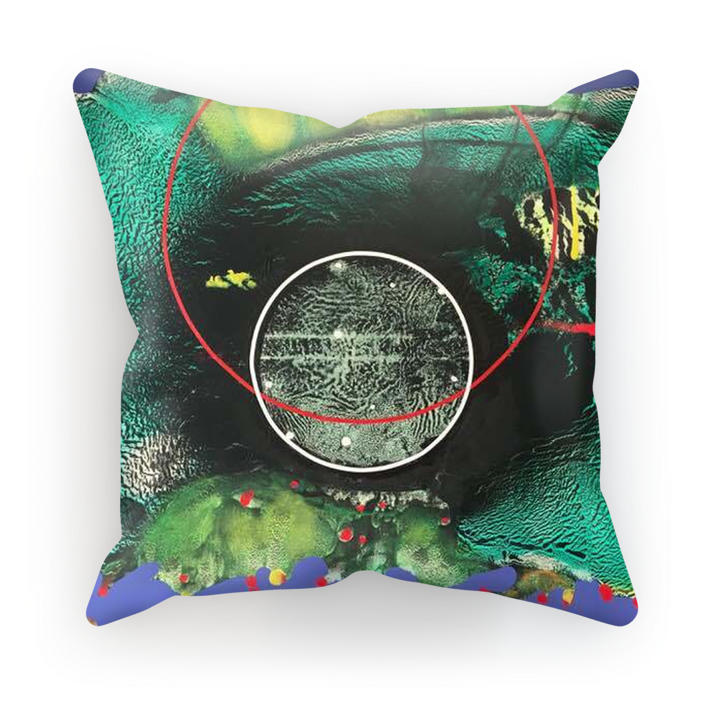 COMPOSICION MICROSCOPICA EN VERDE Y AZUL Sublimation Cushion Cover