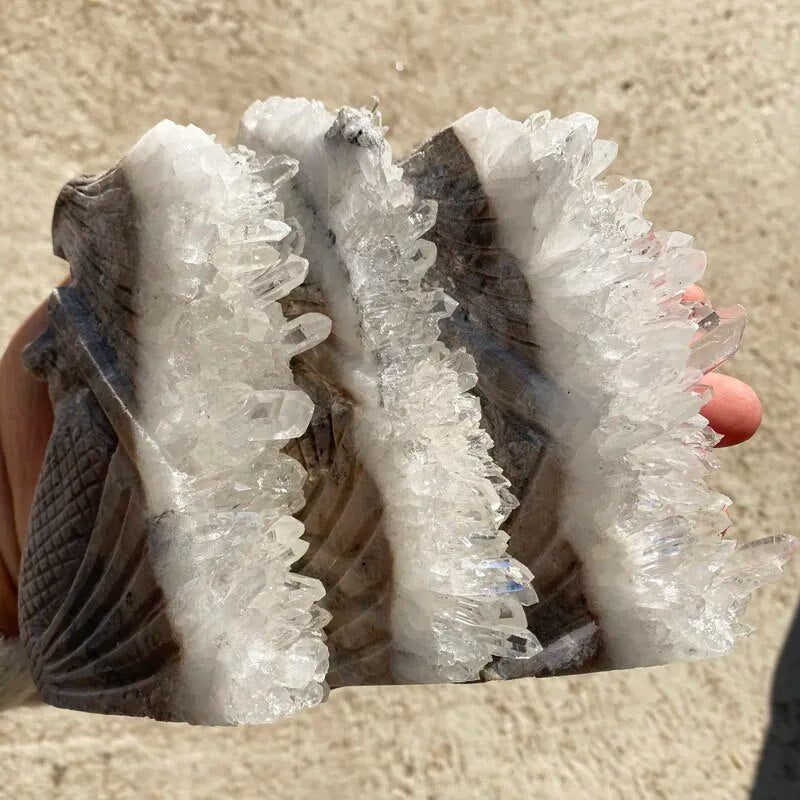 Natural Crystal Cluster Hand Carved Quartz Mermaid Healing Mineral