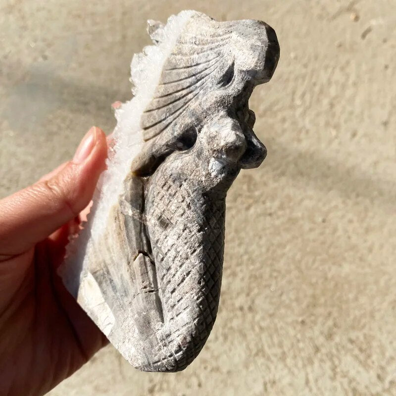 Natural Crystal Cluster Hand Carved Quartz Mermaid Healing Mineral