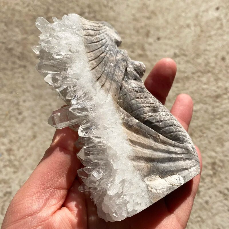 Natural Crystal Cluster Hand Carved Quartz Mermaid Healing Mineral