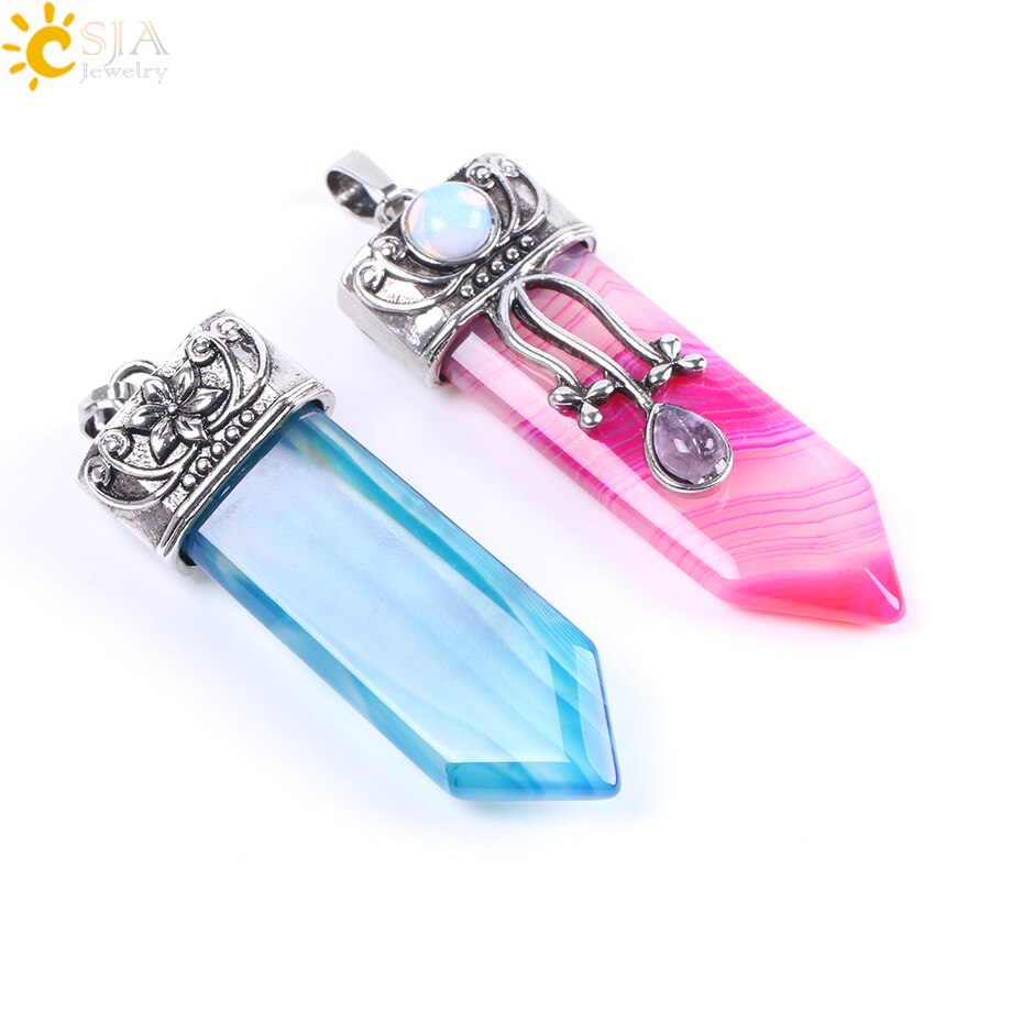 Natural Gem Stone Sword Pendants