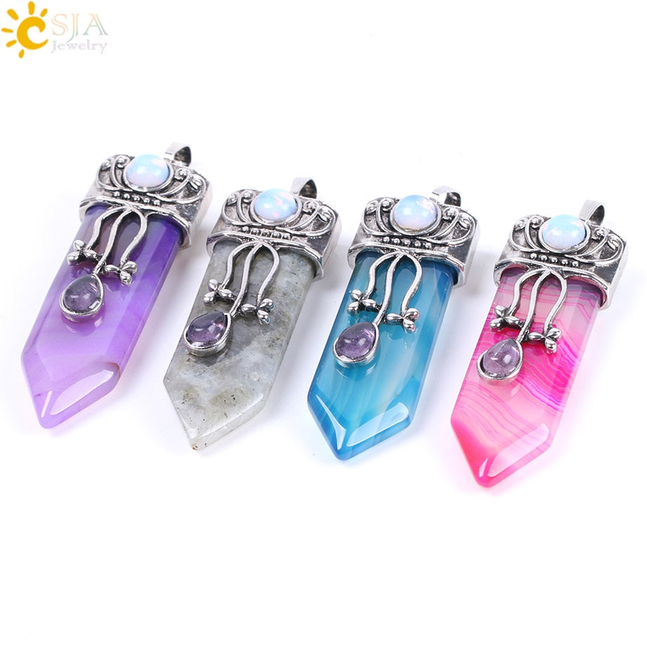 Natural Gem Stone Sword Pendants