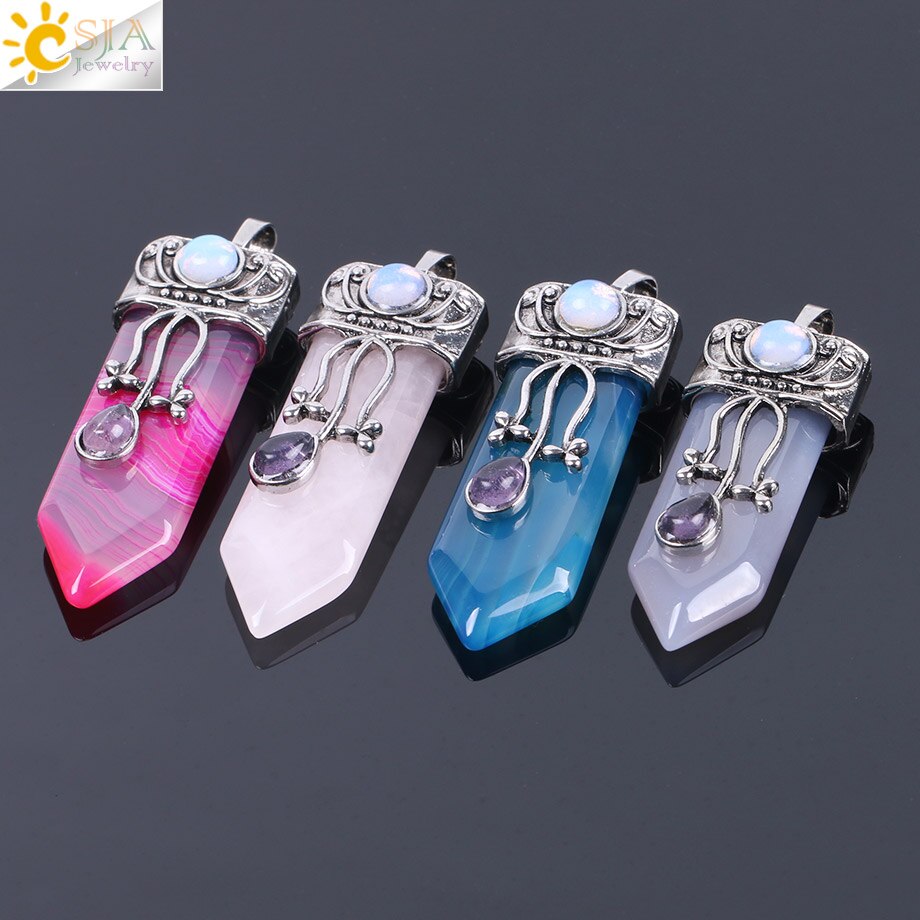 Natural Gem Stone Sword Pendants