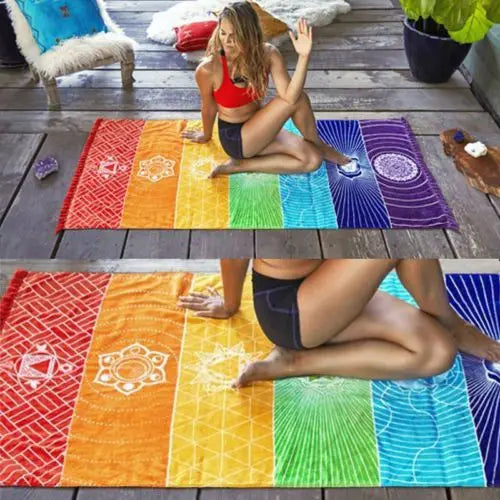 Rainbow Chakra Yoga Blanket