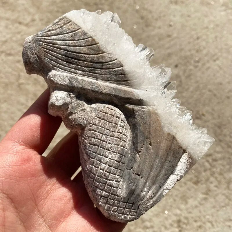 Natural Crystal Cluster Hand Carved Quartz Mermaid Healing Mineral