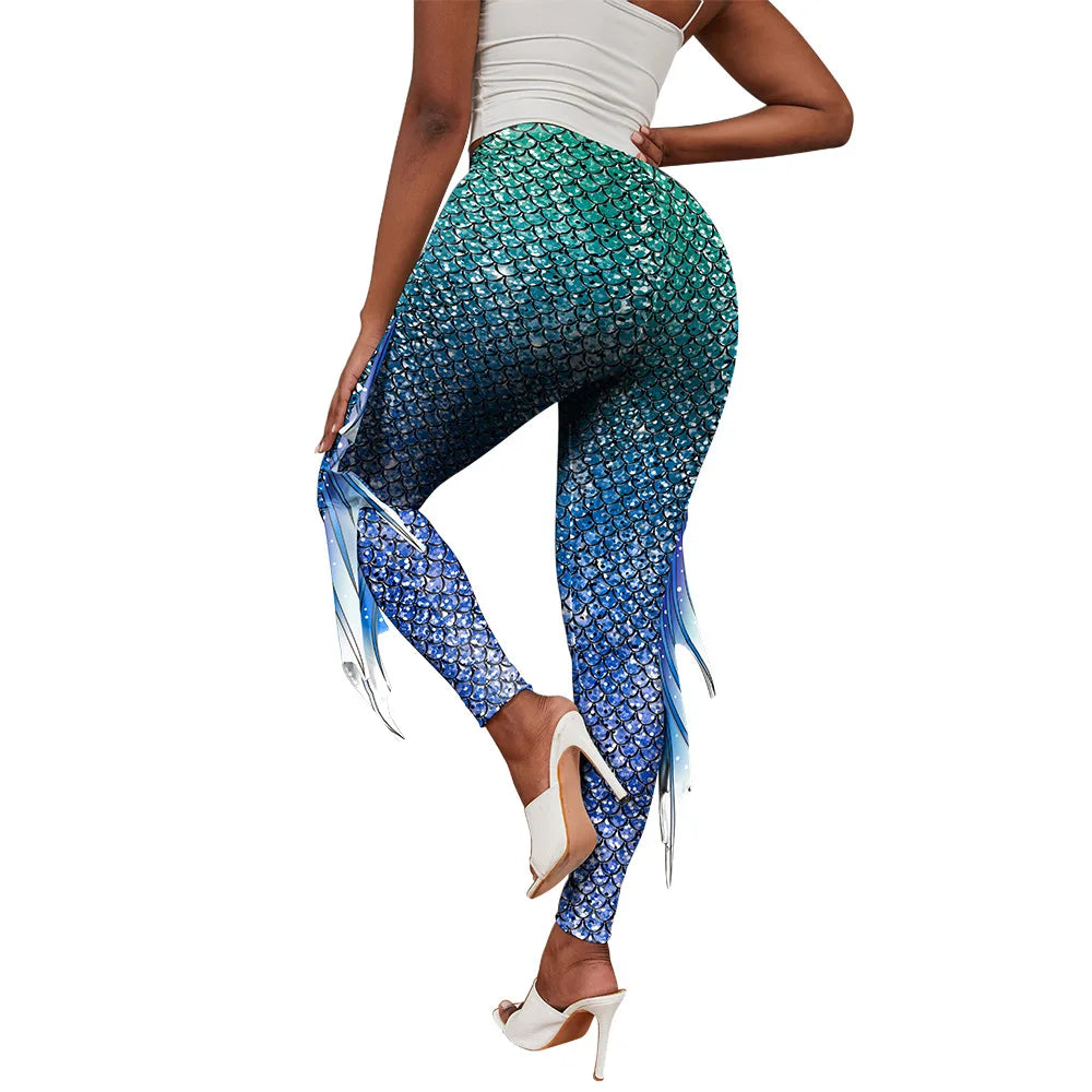 The Mermaid Printed Cosplay Pants Fish Scales