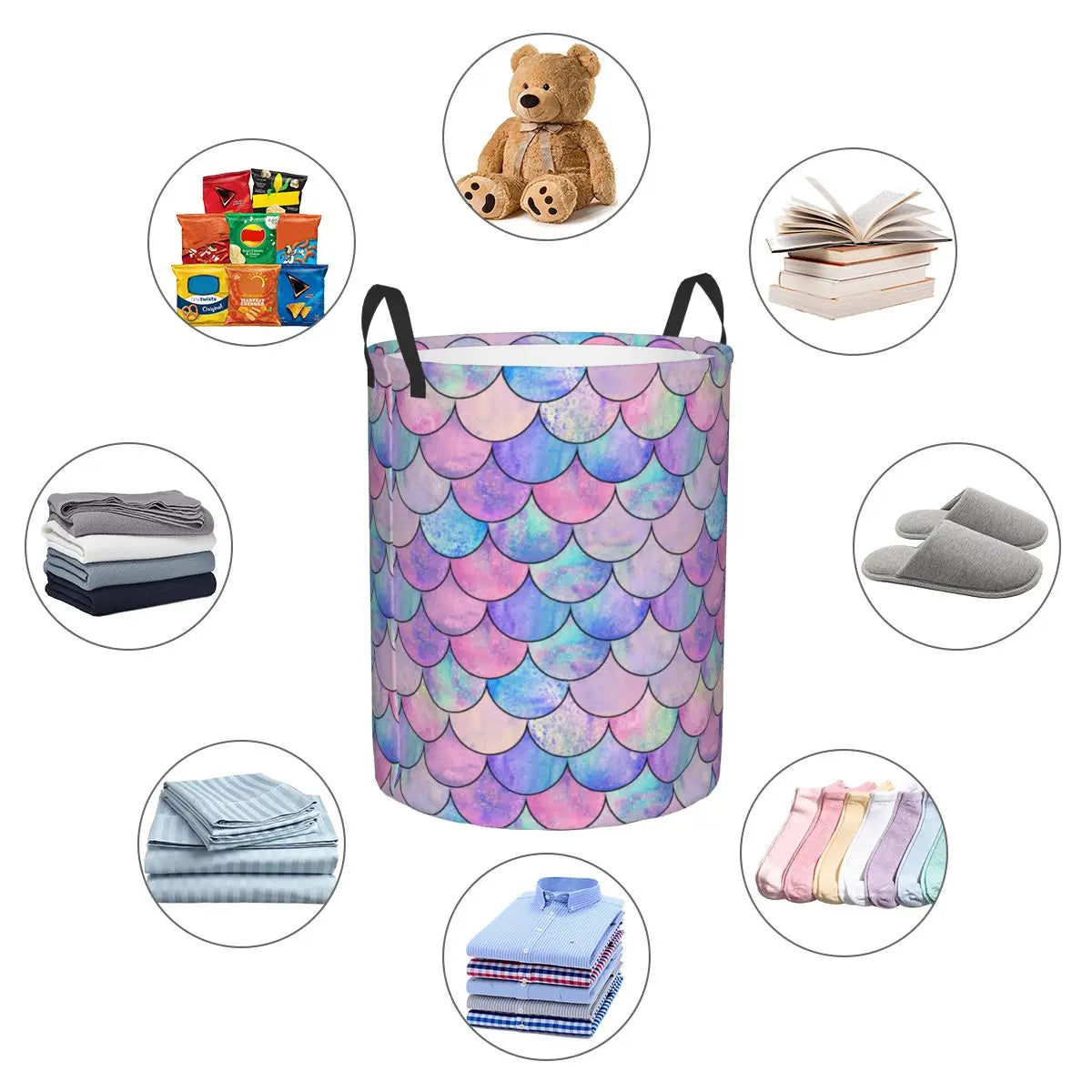 Mermaid Scales Folding Clothing Bucket