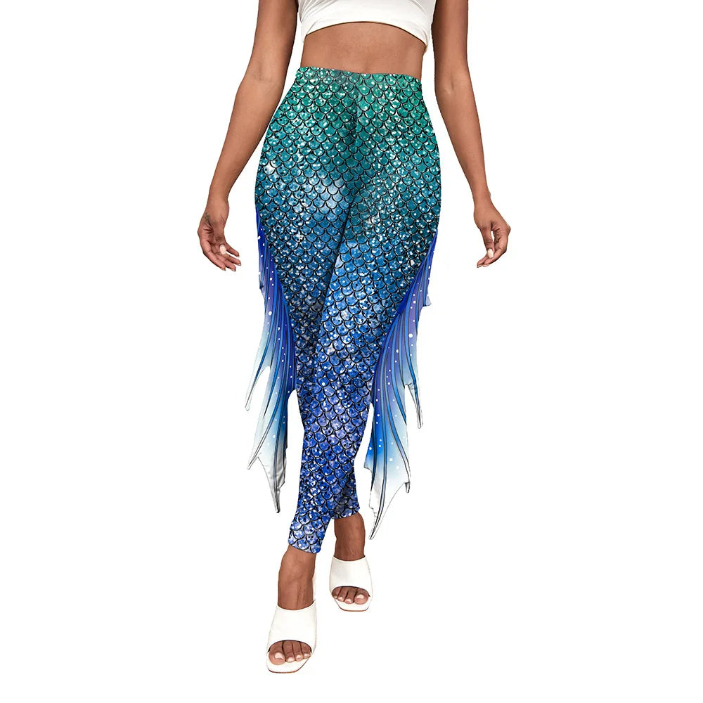 The Mermaid Printed Cosplay Pants Fish Scales