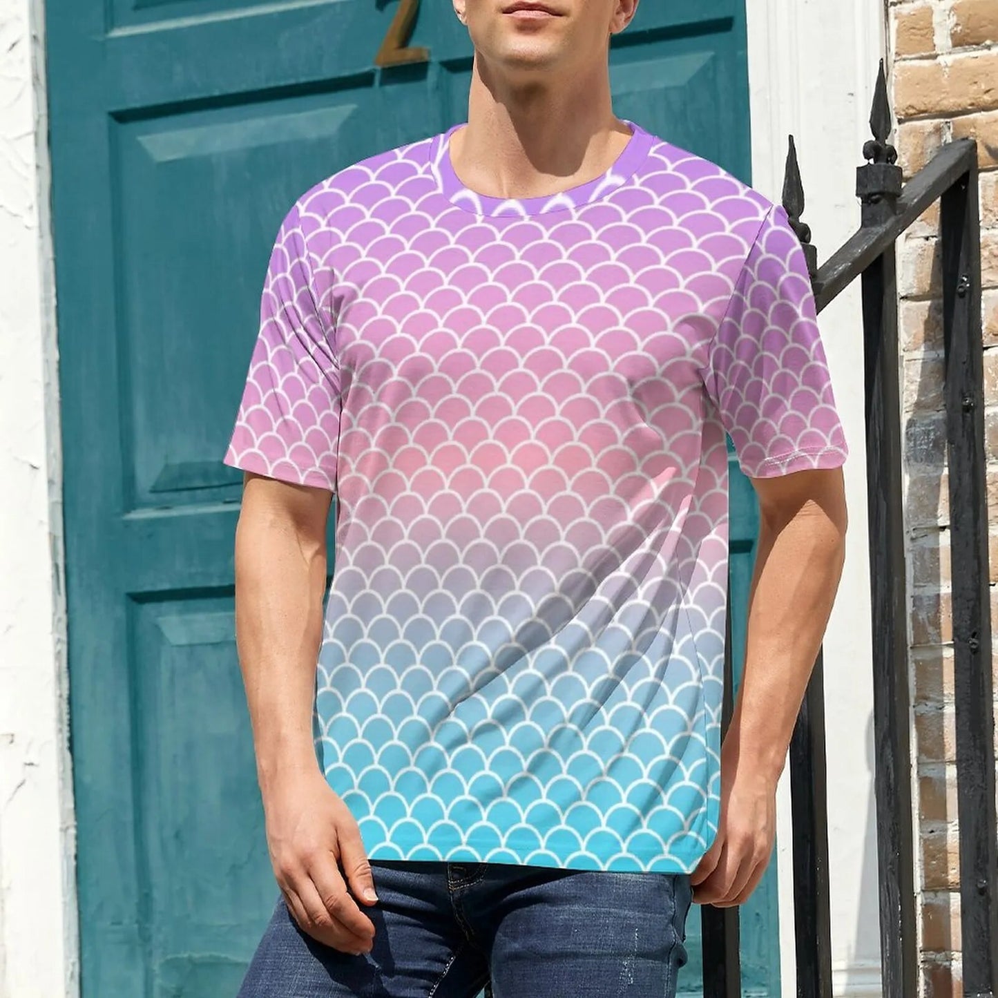 Male Sea Mermaid Scales T-Shirt