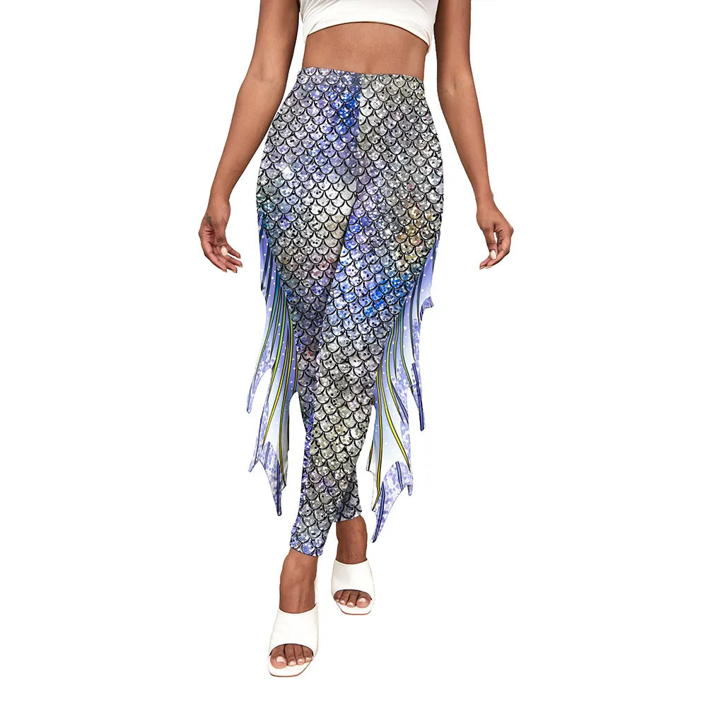 The Mermaid Printed Cosplay Pants Fish Scales