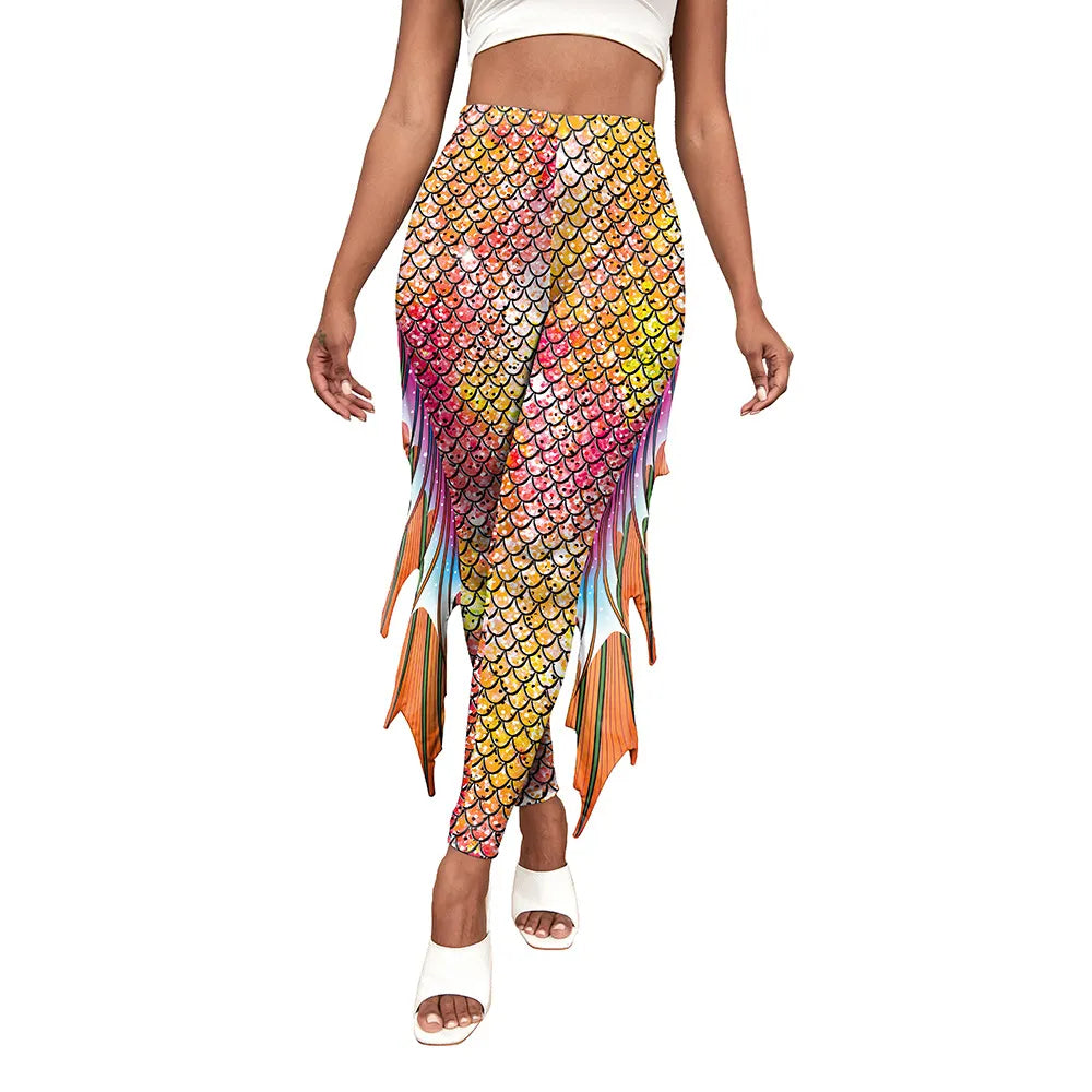 The Mermaid Printed Cosplay Pants Fish Scales