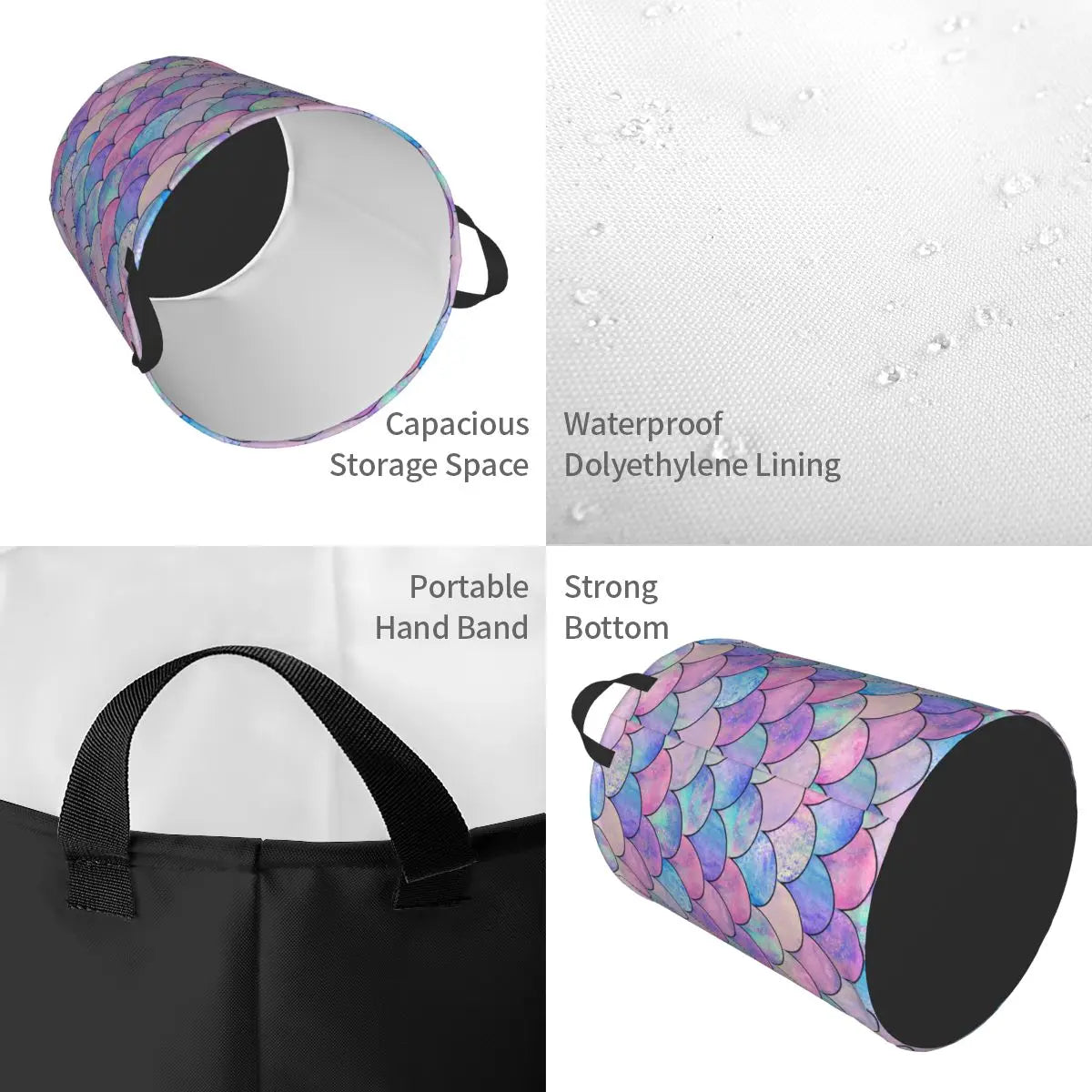 Mermaid Scales Folding Clothing Bucket