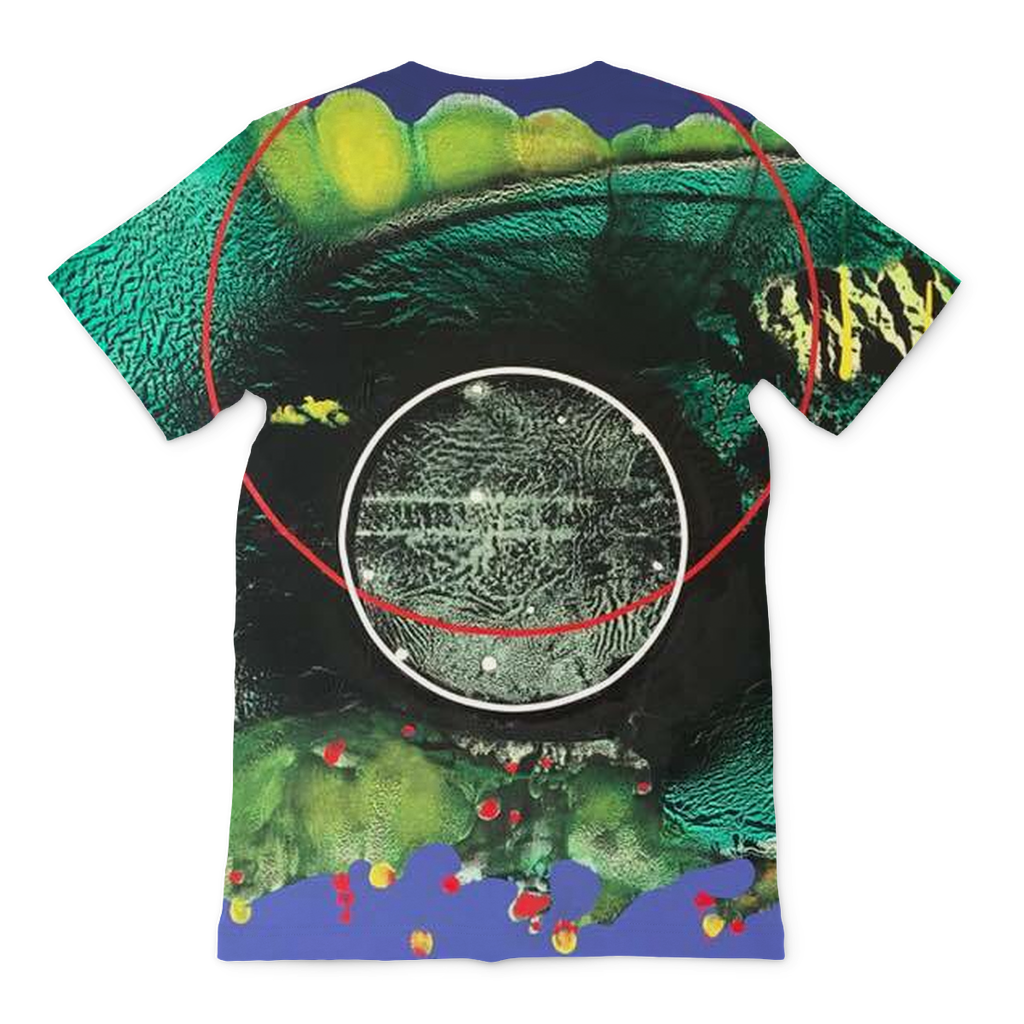 COMPOSICION MICROSCOPICA EN VERDE Y AZUL Premium Sublimation Adult T-Shirt