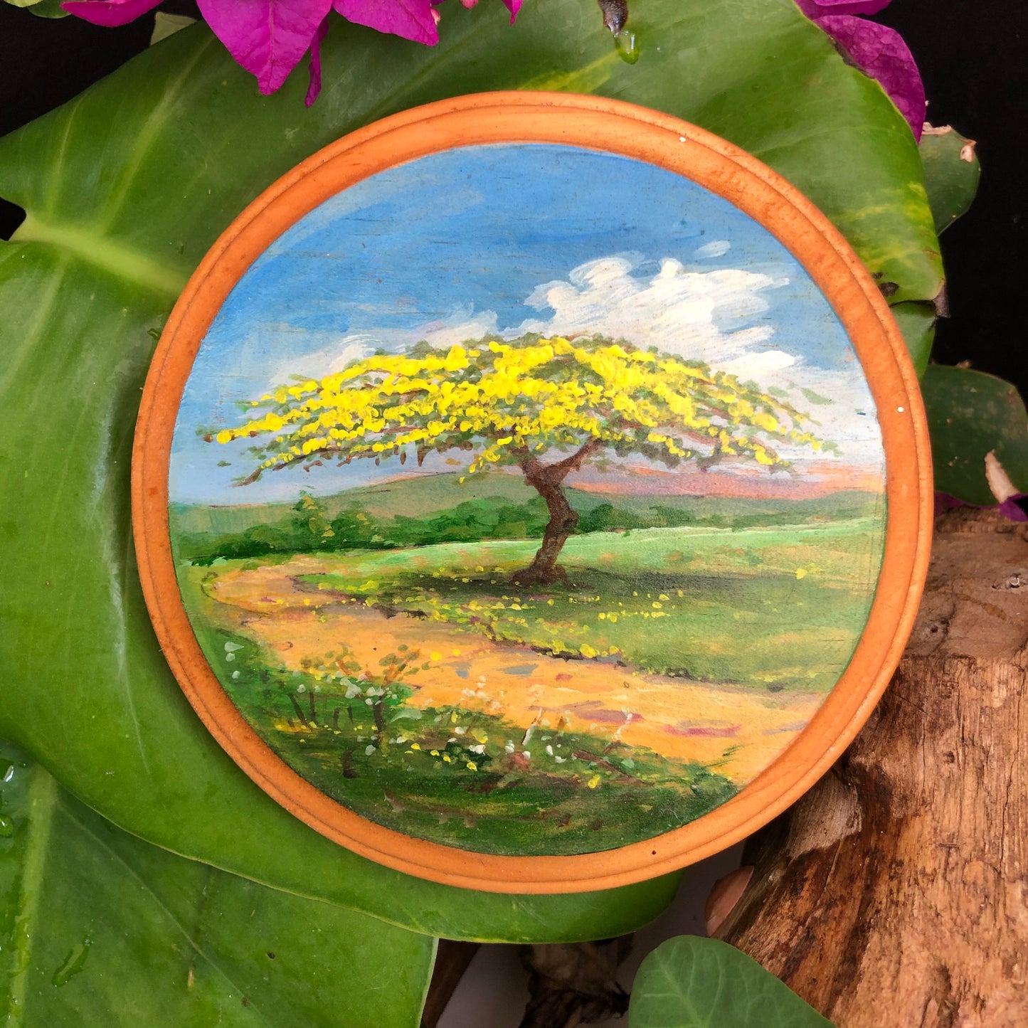 Artesanía - Flamboyan Amarillo redondo