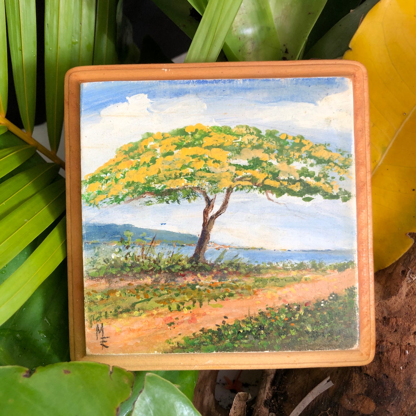 Artesanía - Flamboyan Amarillo redondo