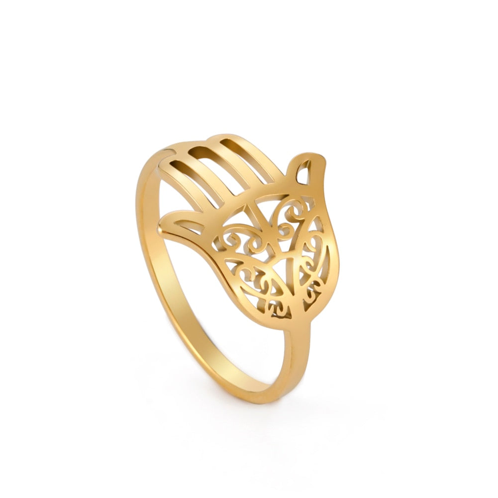 Stainless Steel Hamsa Ring
