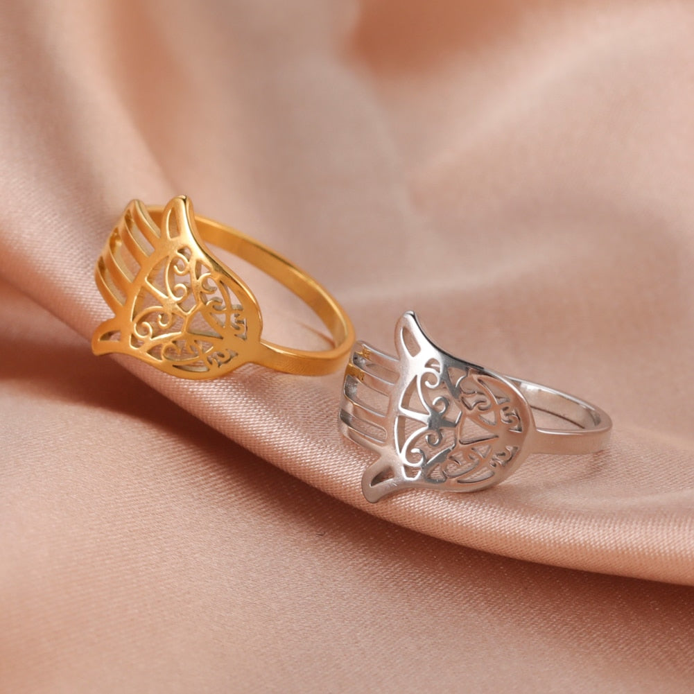 Stainless Steel Hamsa Ring