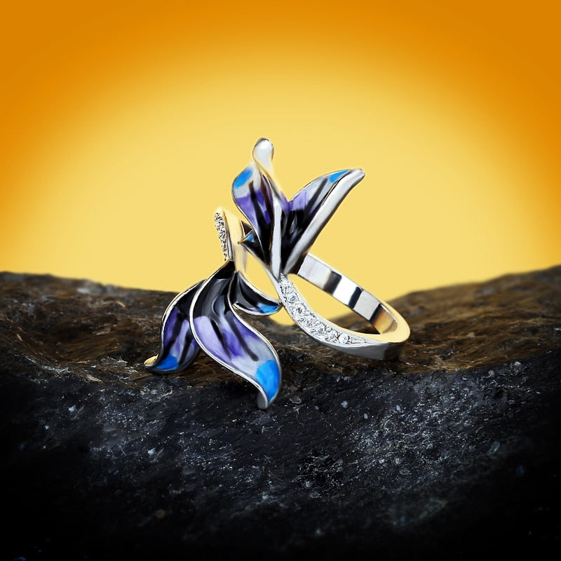 925 Silver Blue Mermaid Tail Ring