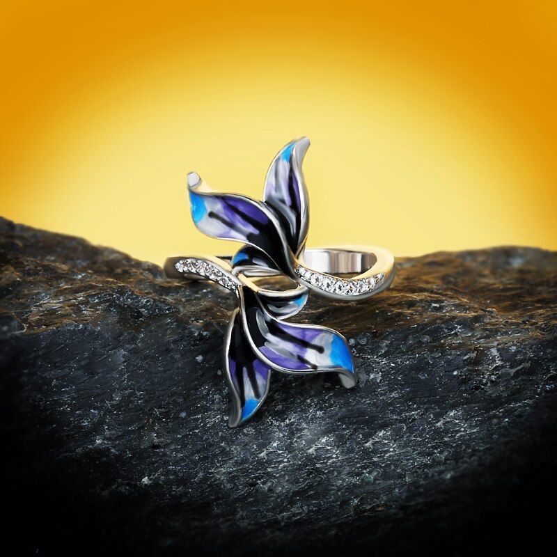 925 Silver Blue Mermaid Tail Ring