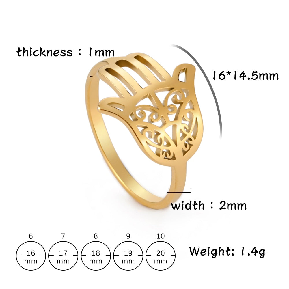 Stainless Steel Hamsa Ring