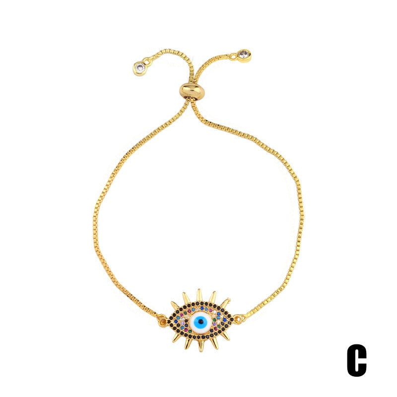 BOHO Turkish Evil Eye Bracelet Rainbow Hamsa