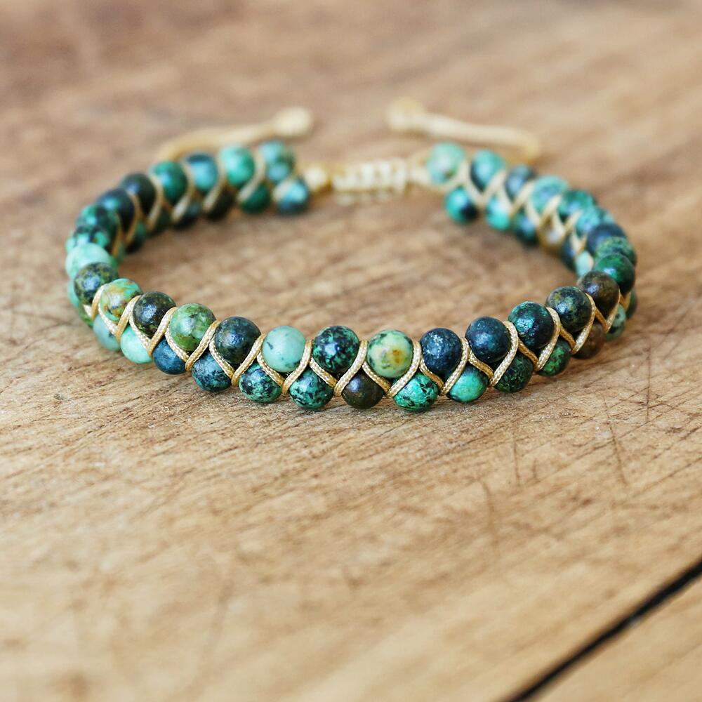 Boho Double Layer Natural Stone Jasper Bracelets