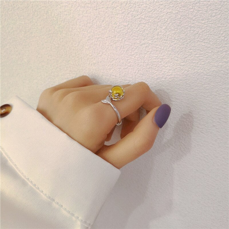 Mermaid Tail Colorful Crystal Rings