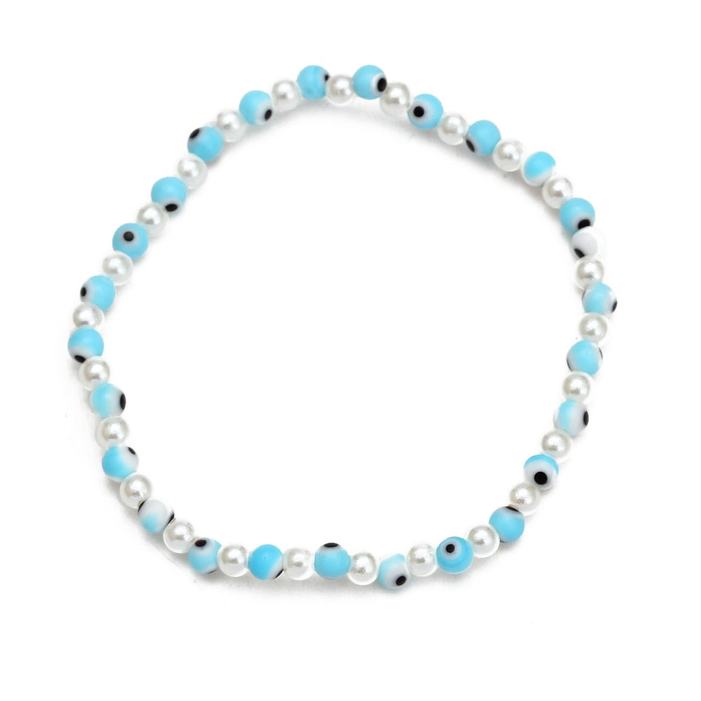 Boho Lucky Eye Pearl Metal Beads Bracelet