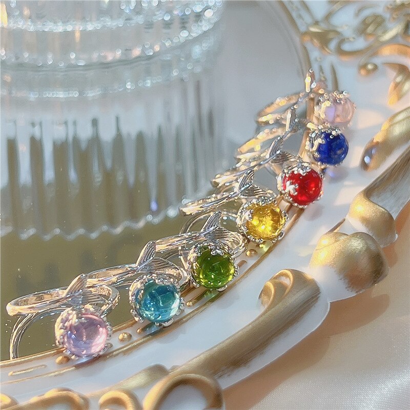 Mermaid Tail Colorful Crystal Rings