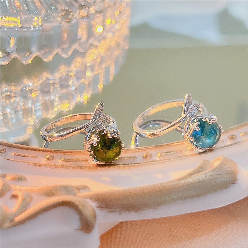 Mermaid Tail Colorful Crystal Rings