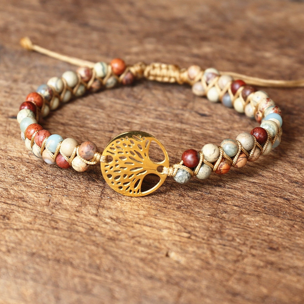 Boho Double Layer Natural Stone Jasper Bracelets