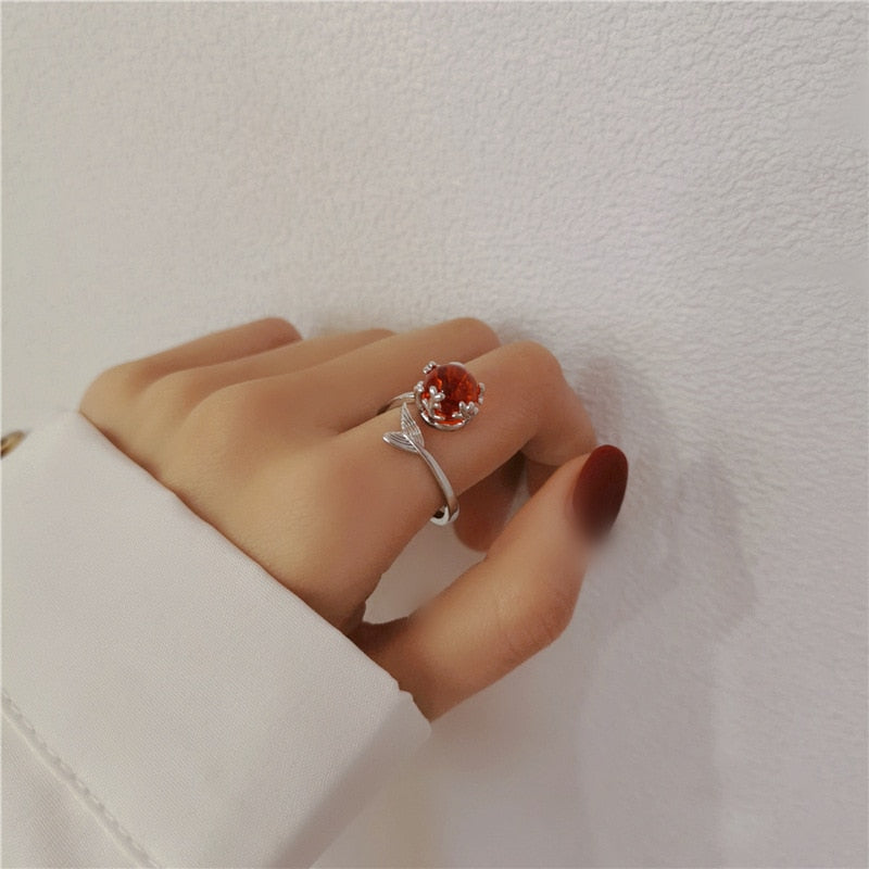 Mermaid Tail Colorful Crystal Rings