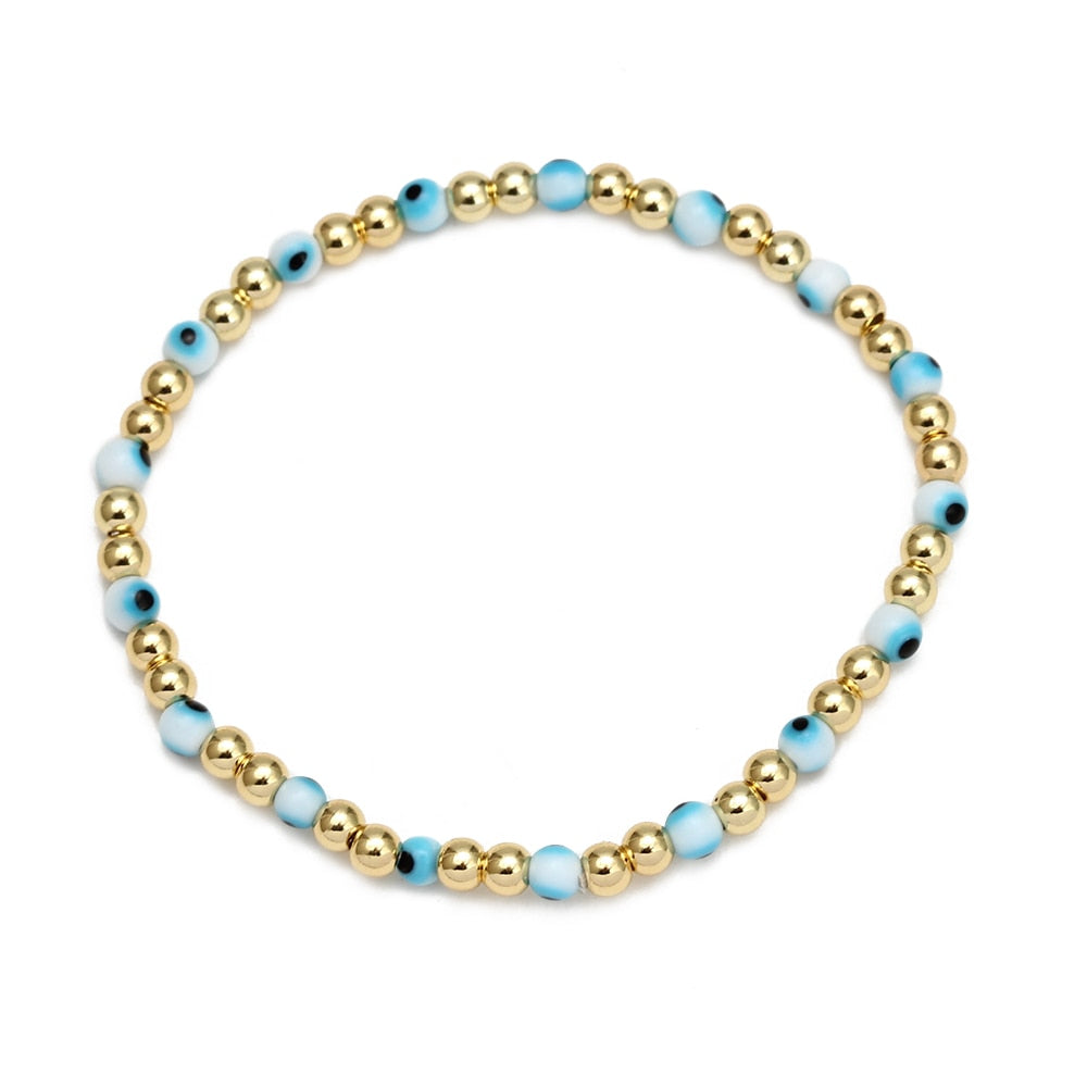 Boho Lucky Eye Pearl Metal Beads Bracelet