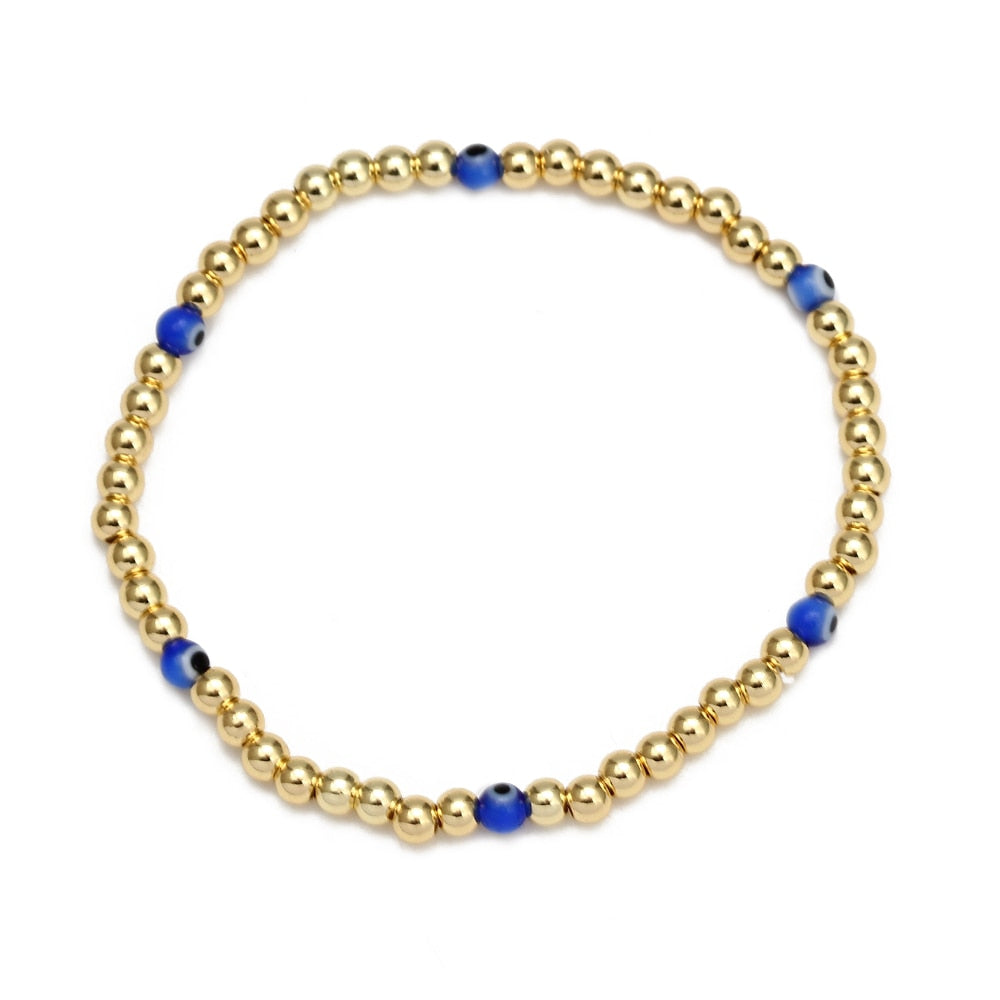 Boho Lucky Eye Pearl Metal Beads Bracelet
