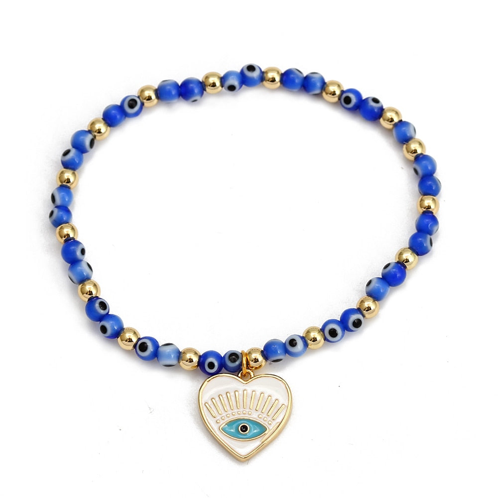 Boho Lucky Eye Pearl Metal Beads Bracelet