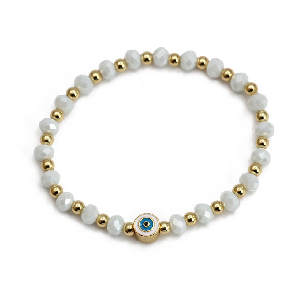 Boho Lucky Eye Pearl Metal Beads Bracelet