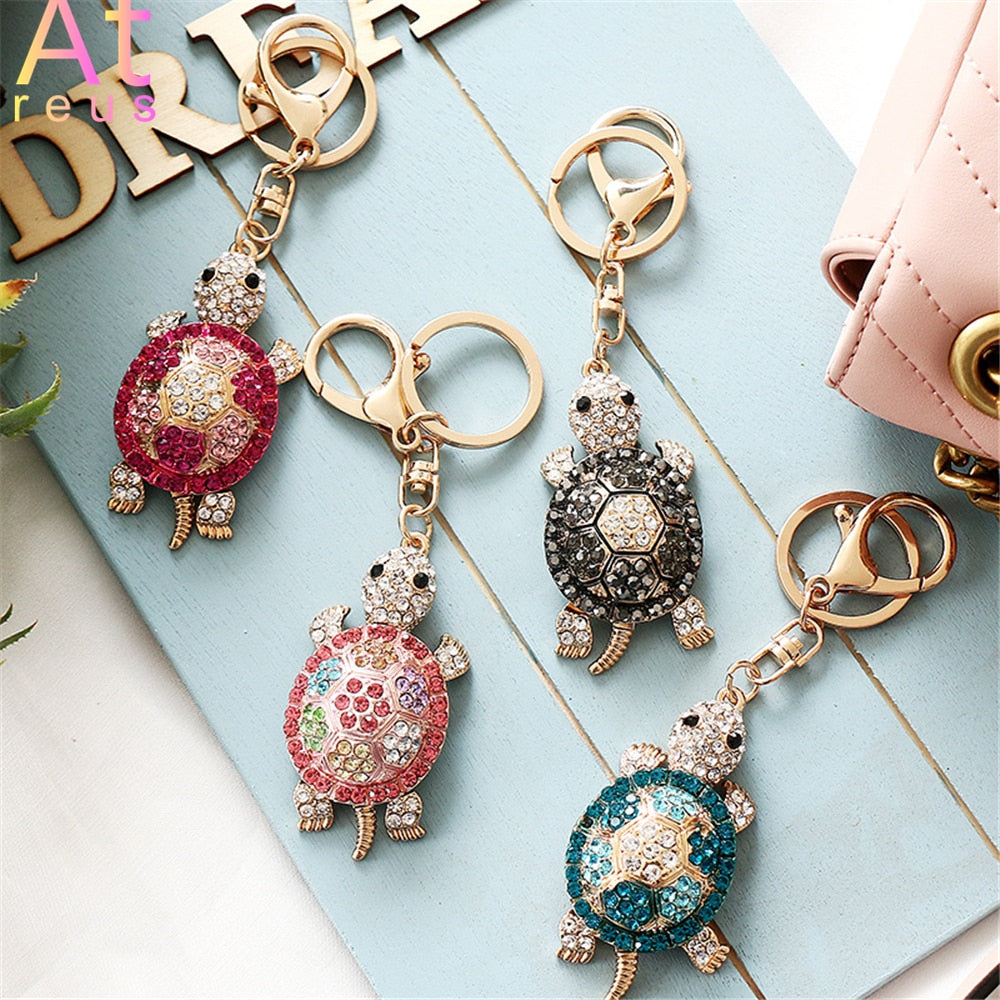 Cute Turtle Rhinestone Crystal Keychains