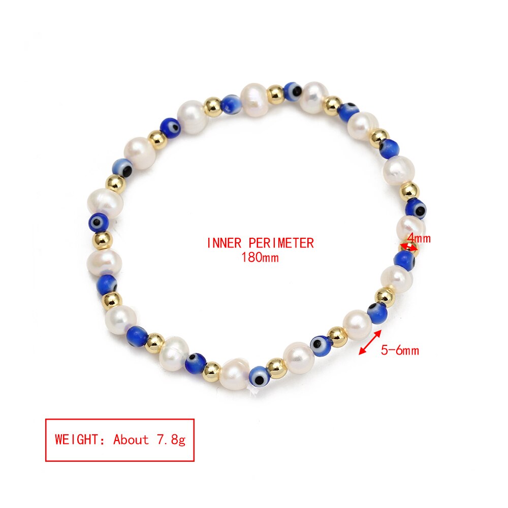 Boho Lucky Eye Pearl Metal Beads Bracelet