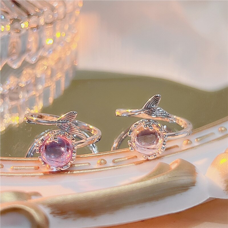 Mermaid Tail Colorful Crystal Rings