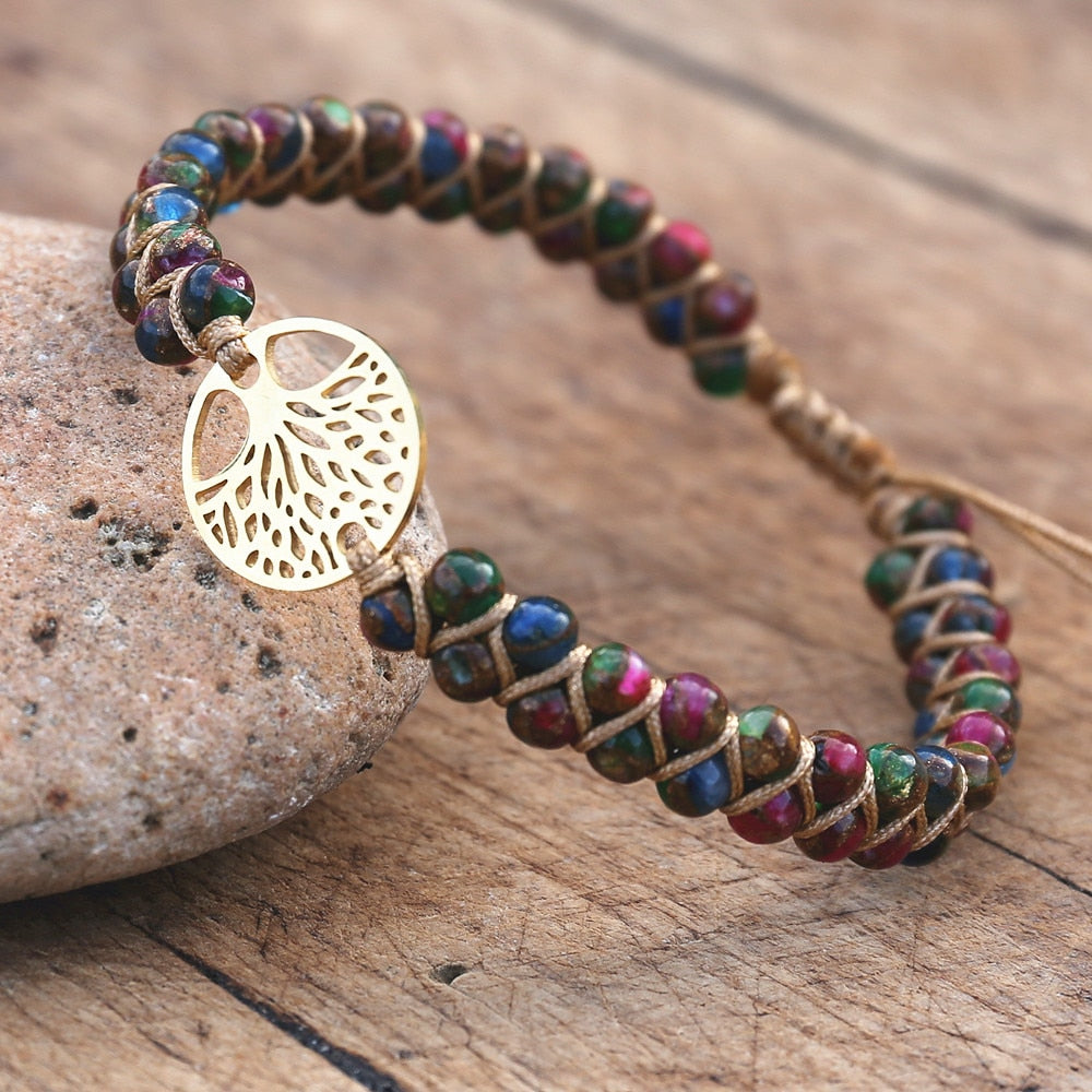 Boho Double Layer Natural Stone Jasper Bracelets