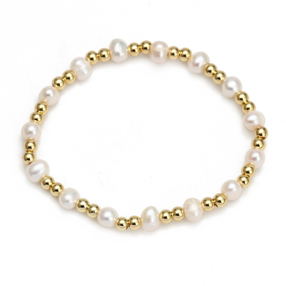 Boho Lucky Eye Pearl Metal Beads Bracelet