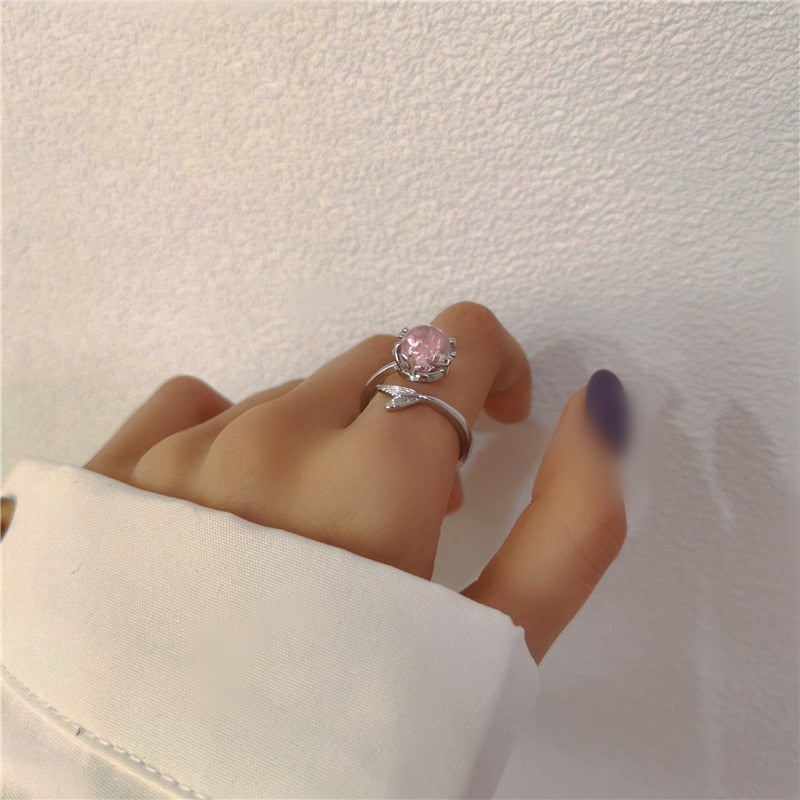Mermaid Tail Colorful Crystal Rings