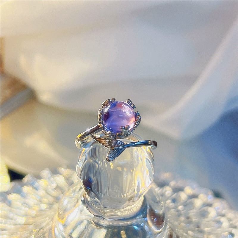 Mermaid Tail Colorful Crystal Rings