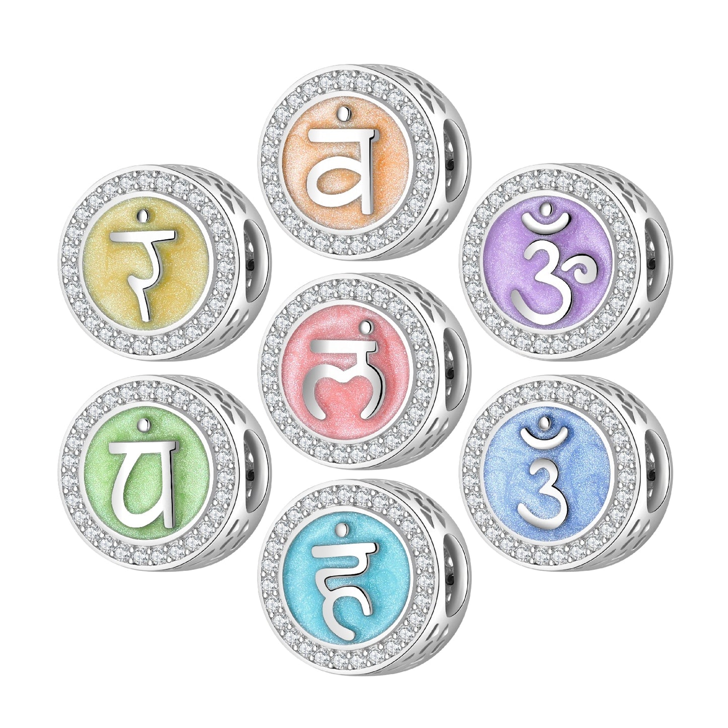 925 Sterling Silver Color Chakra Yoga Charm