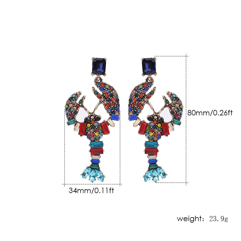 Lobster Crystal Earrings