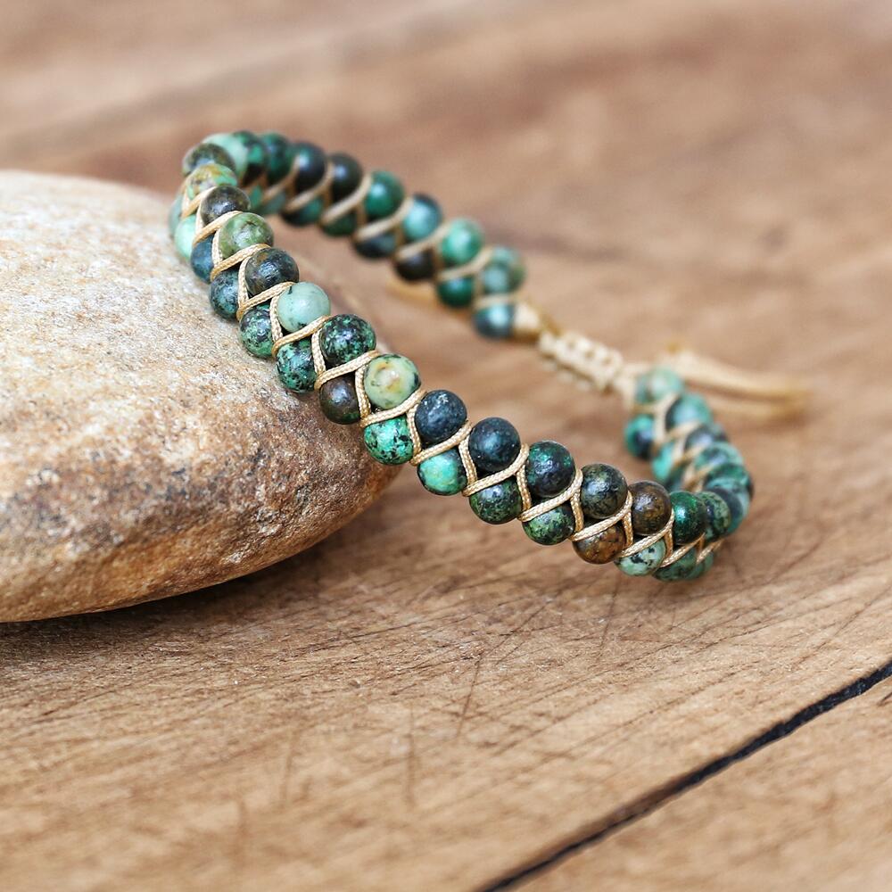 Boho Double Layer Natural Stone Jasper Bracelets