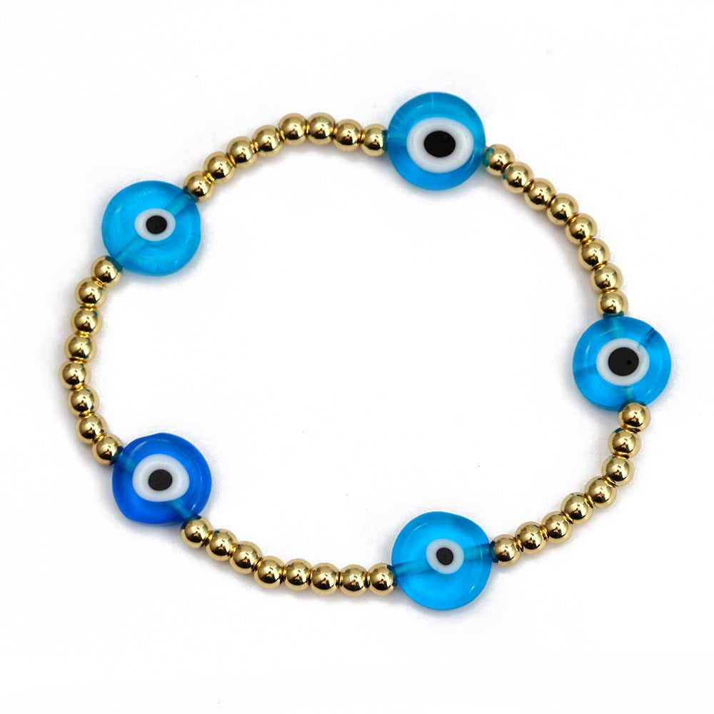 Boho Lucky Eye Pearl Metal Beads Bracelet