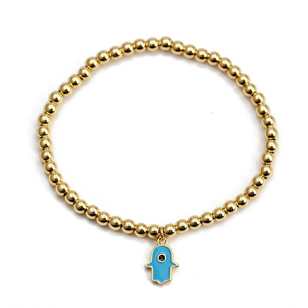 Boho Lucky Eye Pearl Metal Beads Bracelet