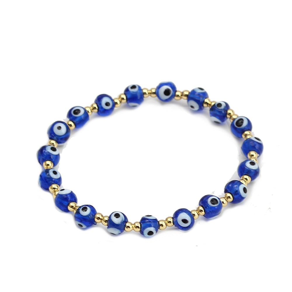 Boho Lucky Eye Pearl Metal Beads Bracelet